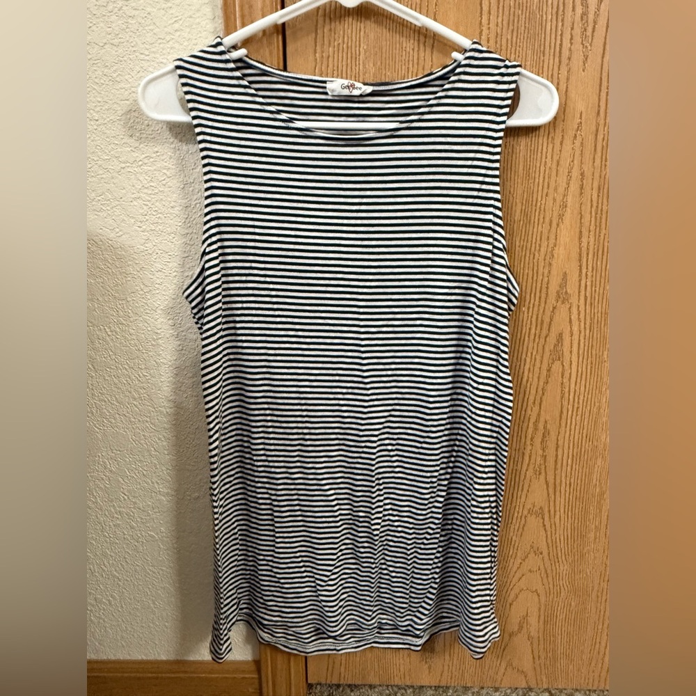 Striped Navy and White Sleeveless Top